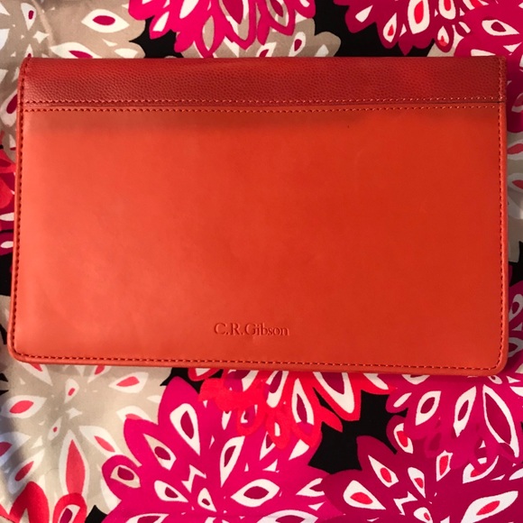 CR Gibson Leather Envelope CLUTCH dark orange - Picture 3 of 6